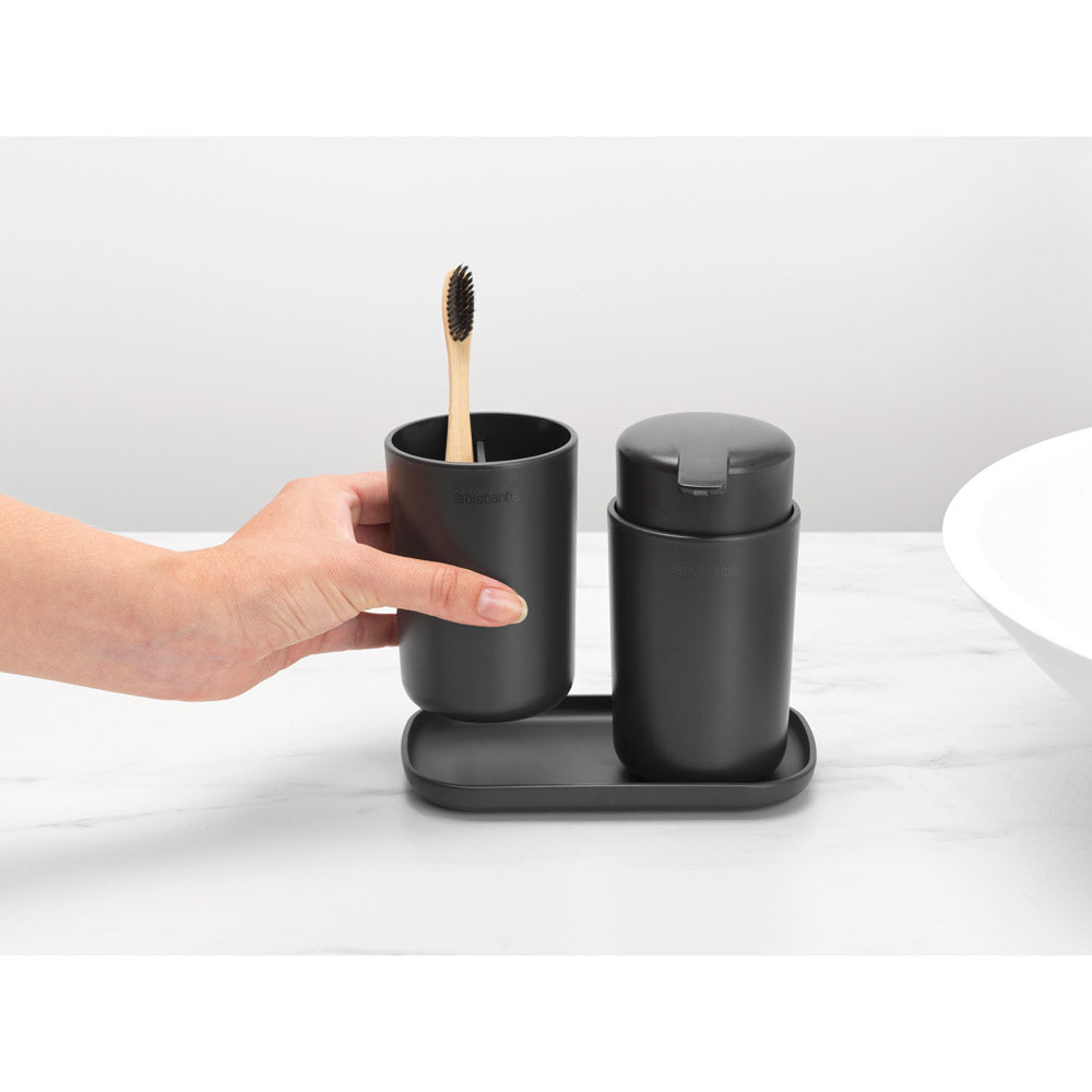 Brabantia Renew Bathroom Accessory Set Of 3 Dark Grey