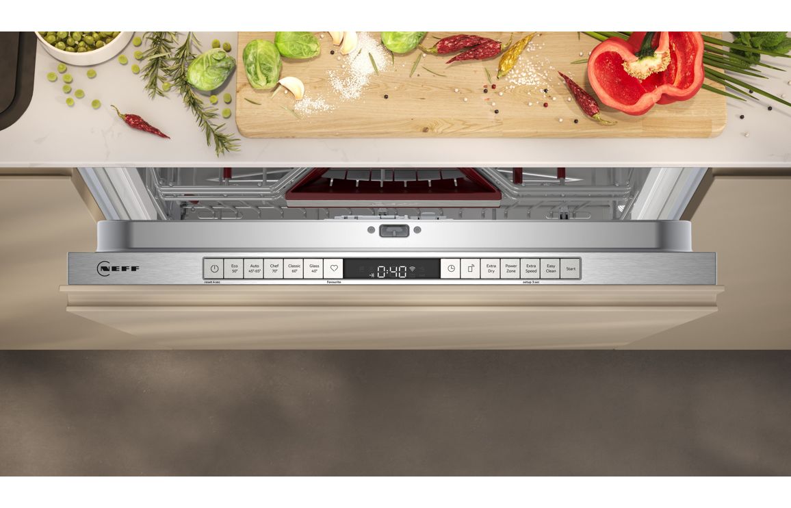 NEFF N50 S155ECX07G Wifi Connected Fully Integrated Full Size Dishwasher - Stainless Steel