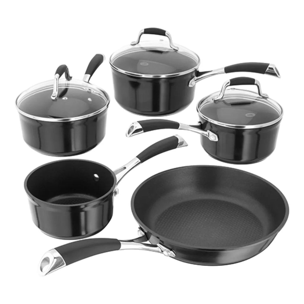 Stellar S3C1B Forged, 5 Piece Saucepan Set, Non-Stick, Black