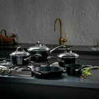 Stellar S3C1B Forged, 5 Piece Saucepan Set, Non-Stick, Black