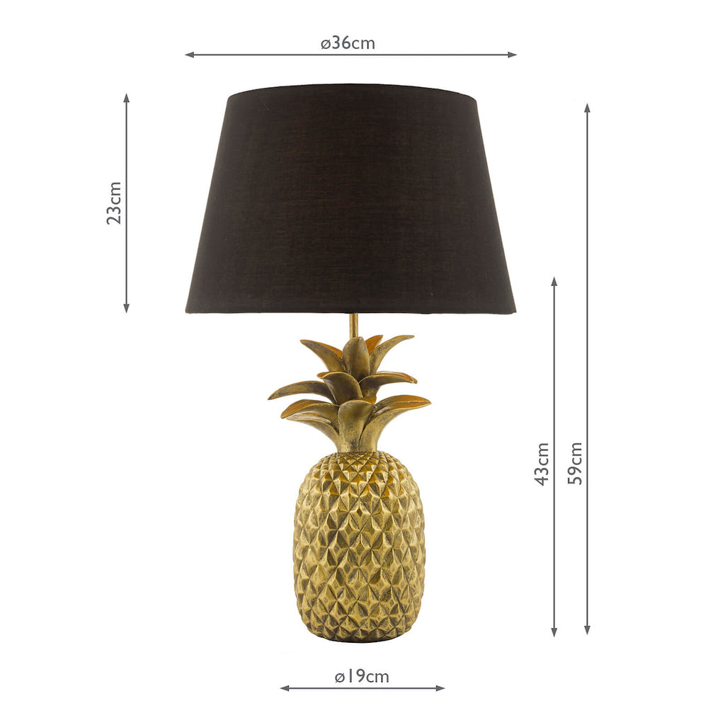 Safa Pineapple Table Lamp Gold With Shade <br>Matt Gold