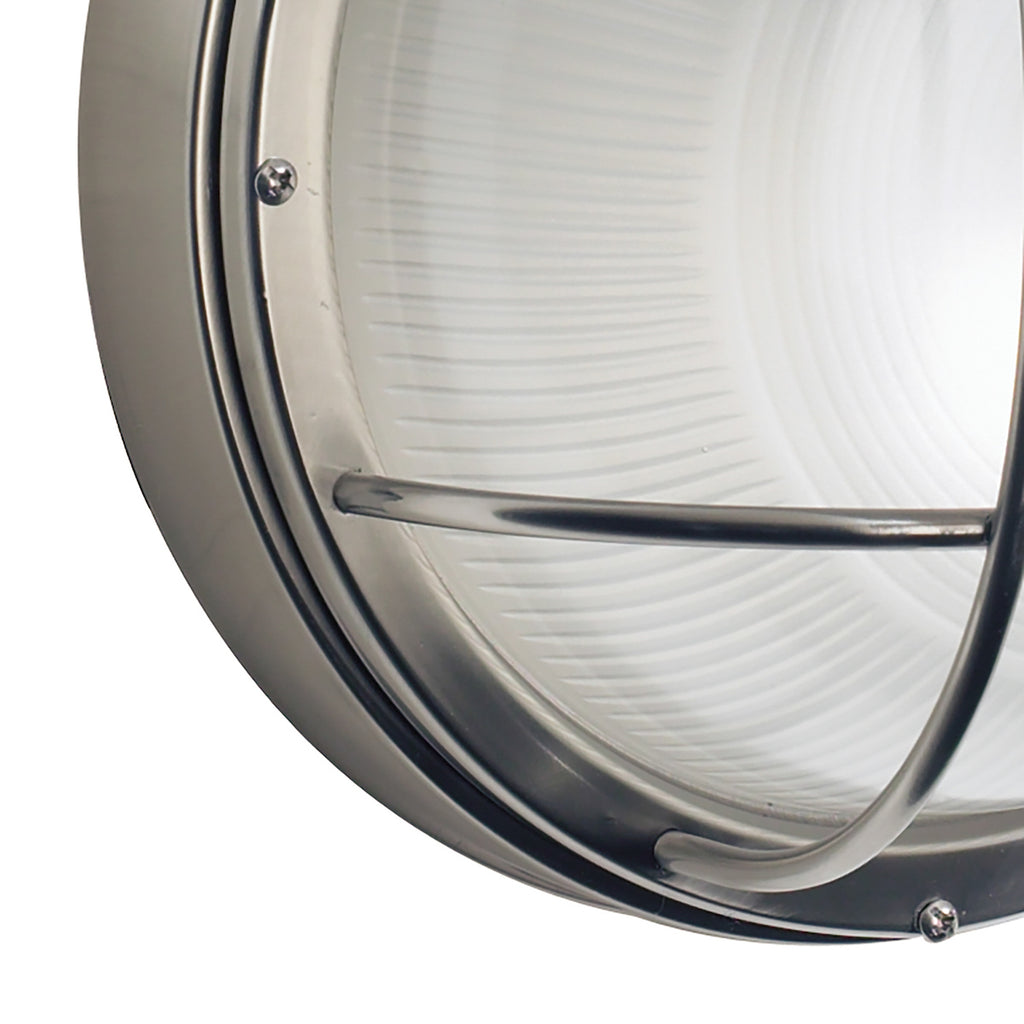 Salcombe Round Outdoor Wall Light Stainless Steel Glass IP44<br>Polished Stainless Steel