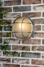 Salcombe Round Outdoor Wall Light Stainless Steel Glass IP44<br>Polished Stainless Steel