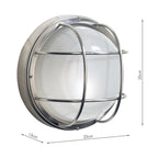 Salcombe Round Outdoor Wall Light Stainless Steel Glass IP44<br>Polished Stainless Steel