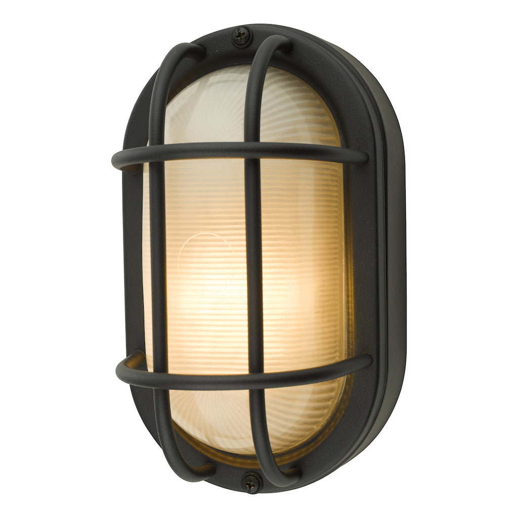 Salcombe Oval Outdoor Wall Light Matt Black IP44<br>Matt Black