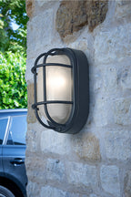 Salcombe Oval Outdoor Wall Light Matt Black IP44<br>Matt Black
