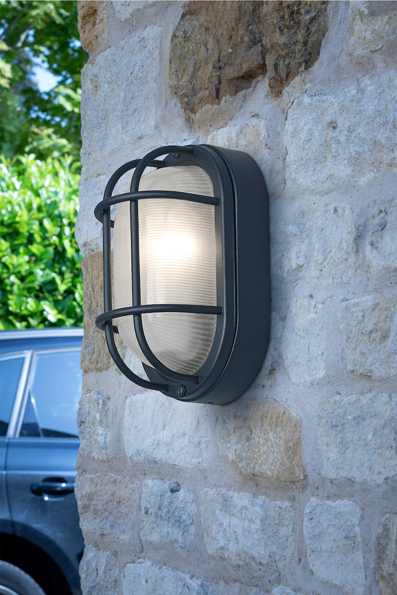 Salcombe Oval Outdoor Wall Light Matt Black IP44<br>Matt Black