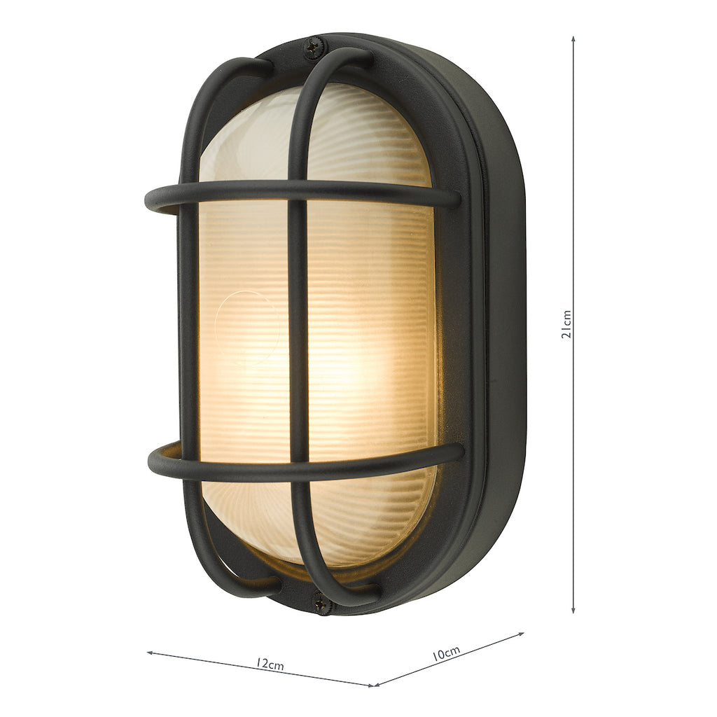 Salcombe Oval Outdoor Wall Light Matt Black IP44<br>Matt Black