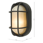 Salcombe Oval Outdoor Wall Light Matt Black IP44<br>Matt Black