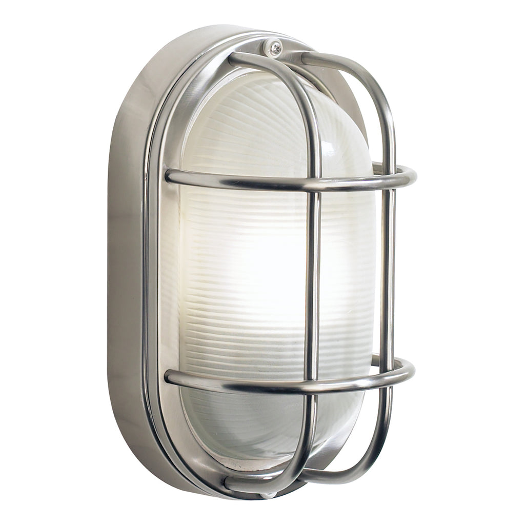 Salcombe Oval Outdoor Wall Light Stainless Steel Glass IP44Polished Stainless Steel