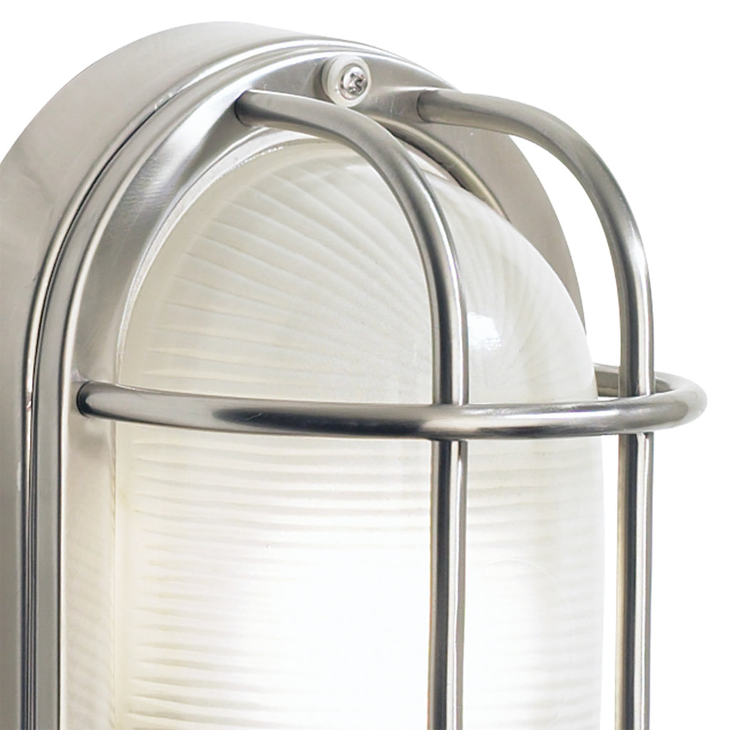 Salcombe Oval Outdoor Wall Light Stainless Steel Glass IP44Polished Stainless Steel