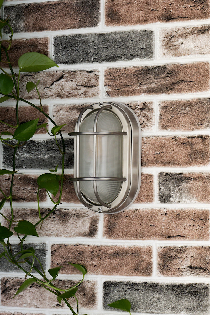 Salcombe Oval Outdoor Wall Light Stainless Steel Glass IP44Polished Stainless Steel