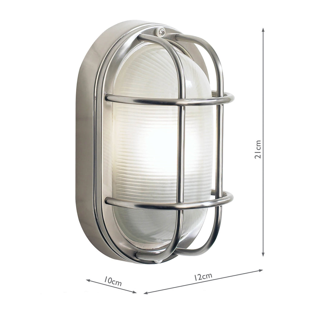 Salcombe Oval Outdoor Wall Light Stainless Steel Glass IP44Polished Stainless Steel
