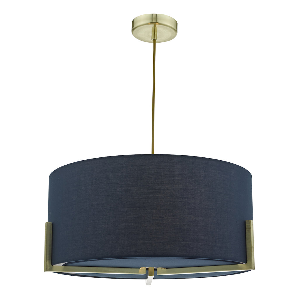 Santino Pendant Gold With Navy Cotton Shade<br>Blue