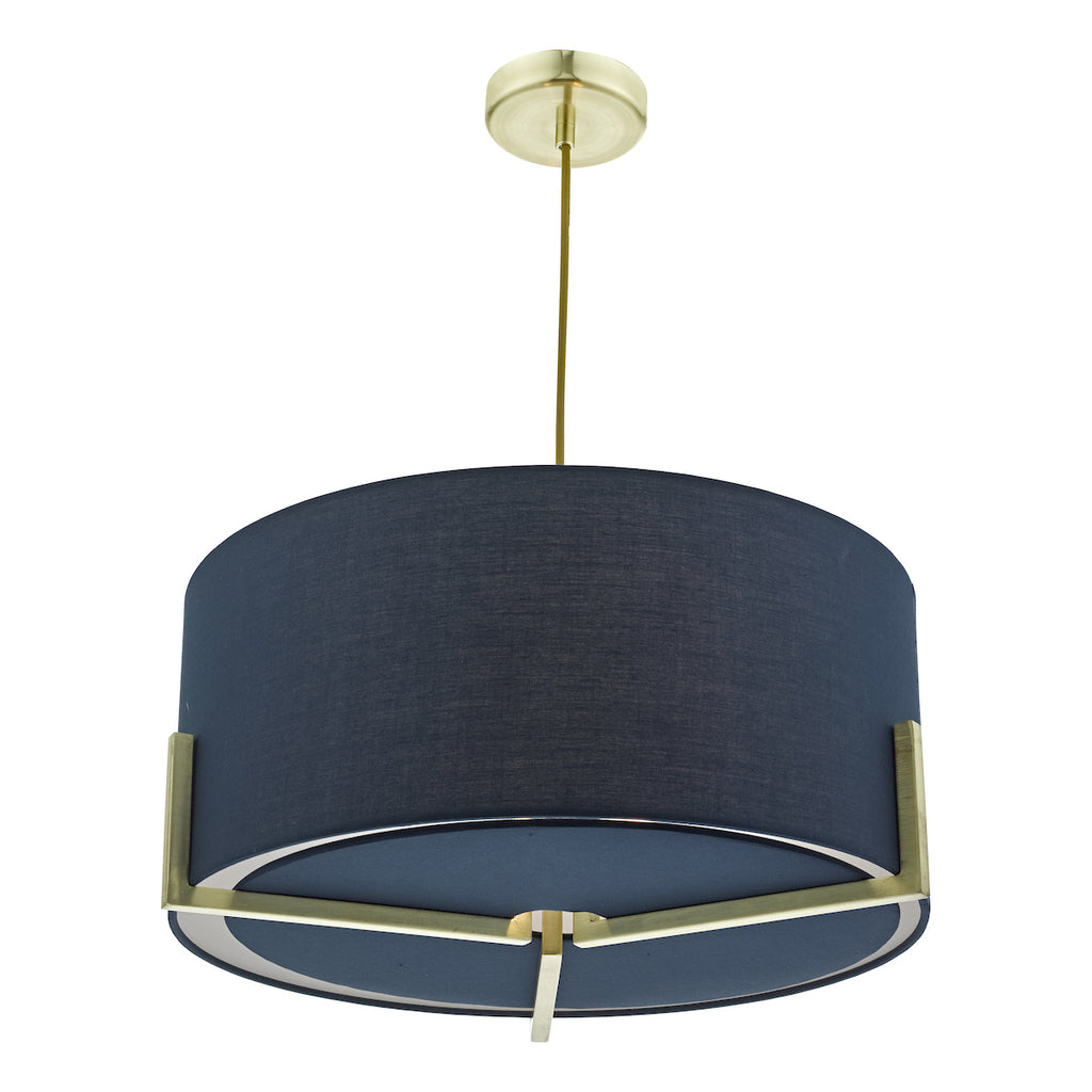 Santino Pendant Gold With Navy Cotton Shade<br>Blue