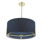 Santino Pendant Gold With Navy Cotton Shade<br>Blue