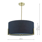 Santino Pendant Gold With Navy Cotton Shade<br>Blue