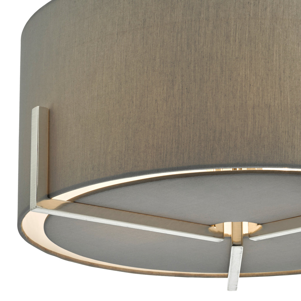 Santino Pendant Satin Chrome With Grey Cotton Shade<br>Grey