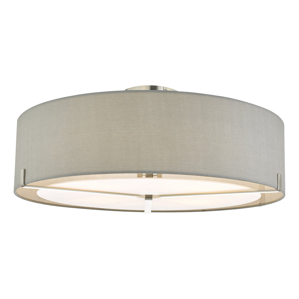 Santino 3 Light Semi Flush Satin Chrome With Grey Shade <br>Satin Chrome