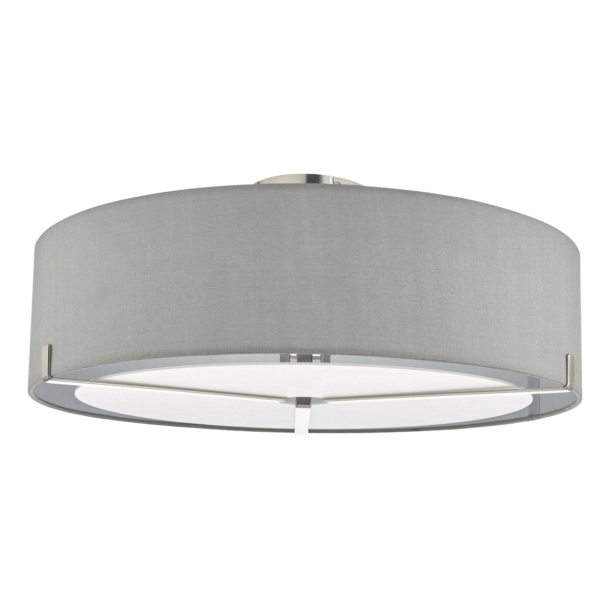 Santino 3 Light Semi Flush Satin Chrome With Grey Shade <br>Satin Chrome