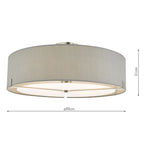 Santino 3 Light Semi Flush Satin Chrome With Grey Shade <br>Satin Chrome