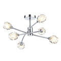 Seattle 6 Light Semi Flush Satin Chrome & Sculptured Glass<br>Satin Chrome