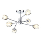 Seattle 6 Light Semi Flush Satin Chrome & Sculptured Glass<br>Satin Chrome