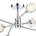 Seattle 6 Light Semi Flush Satin Chrome & Sculptured Glass<br>Satin Chrome