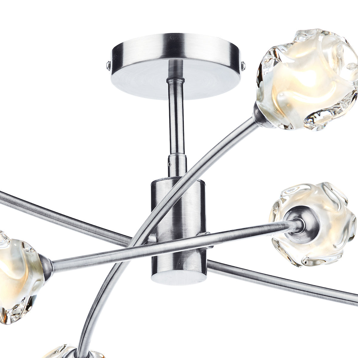 Seattle 6 Light Semi Flush Satin Chrome & Sculptured Glass<br>Satin Chrome