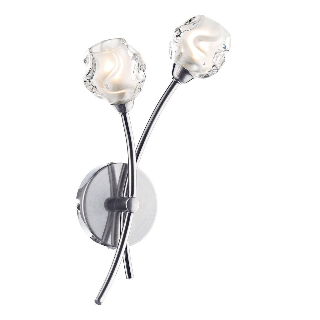Seattle 2 Light Wall Light Satin Chrome Glass<br>Satin Chrome