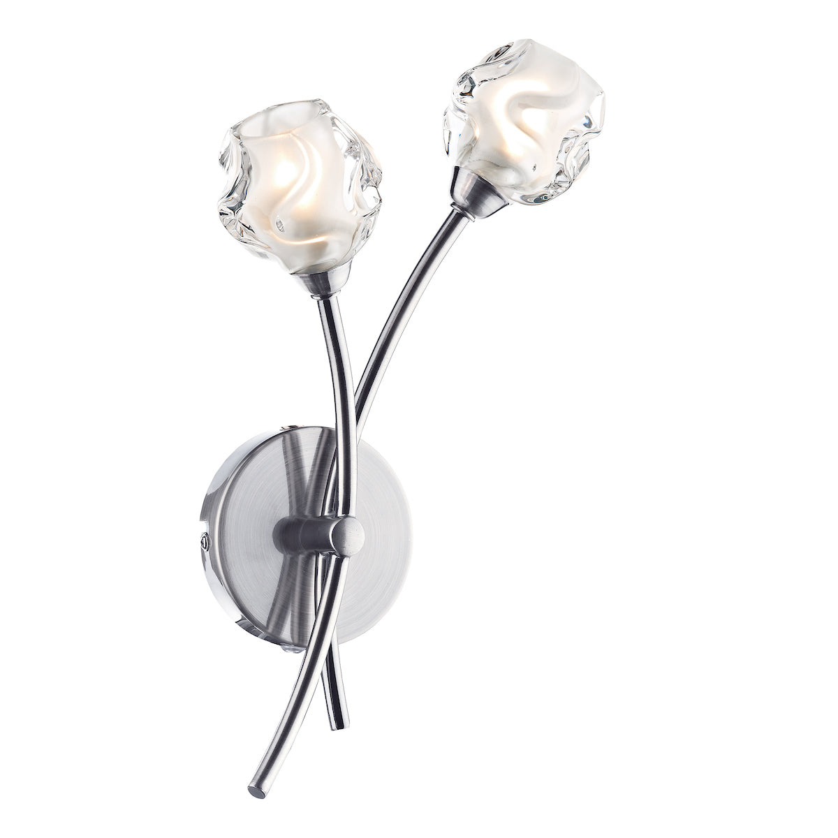 Seattle 2 Light Wall Light Satin Chrome Glass<br>Satin Chrome