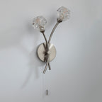 Seattle 2 Light Wall Light Satin Chrome Glass<br>Satin Chrome