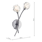 Seattle 2 Light Wall Light Satin Chrome Glass<br>Satin Chrome
