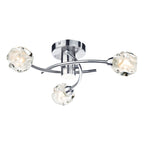 Seattle 3 Light Flush Satin Chrome Glass<br>Satin Chrome