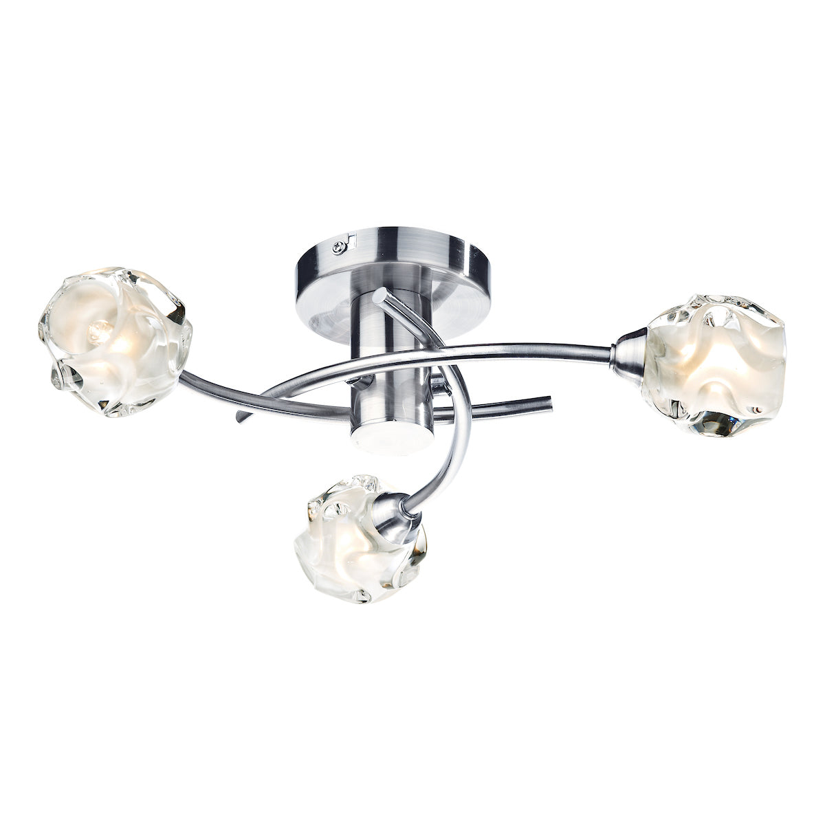 Seattle 3 Light Flush Satin Chrome Glass<br>Satin Chrome
