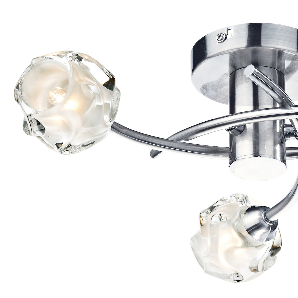 Seattle 3 Light Flush Satin Chrome Glass<br>Satin Chrome