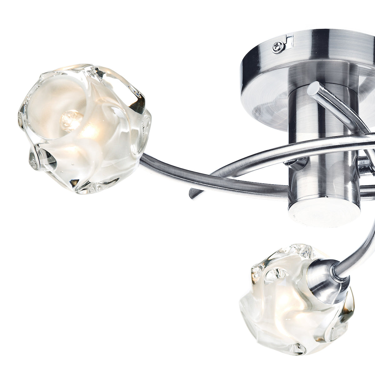 Seattle 3 Light Flush Satin Chrome Glass<br>Satin Chrome