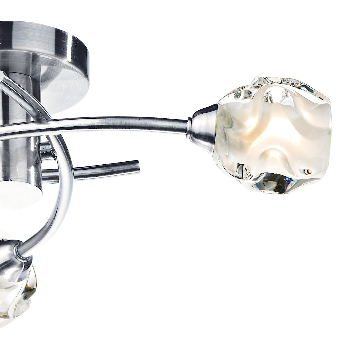 Seattle 3 Light Flush Satin Chrome Glass<br>Satin Chrome