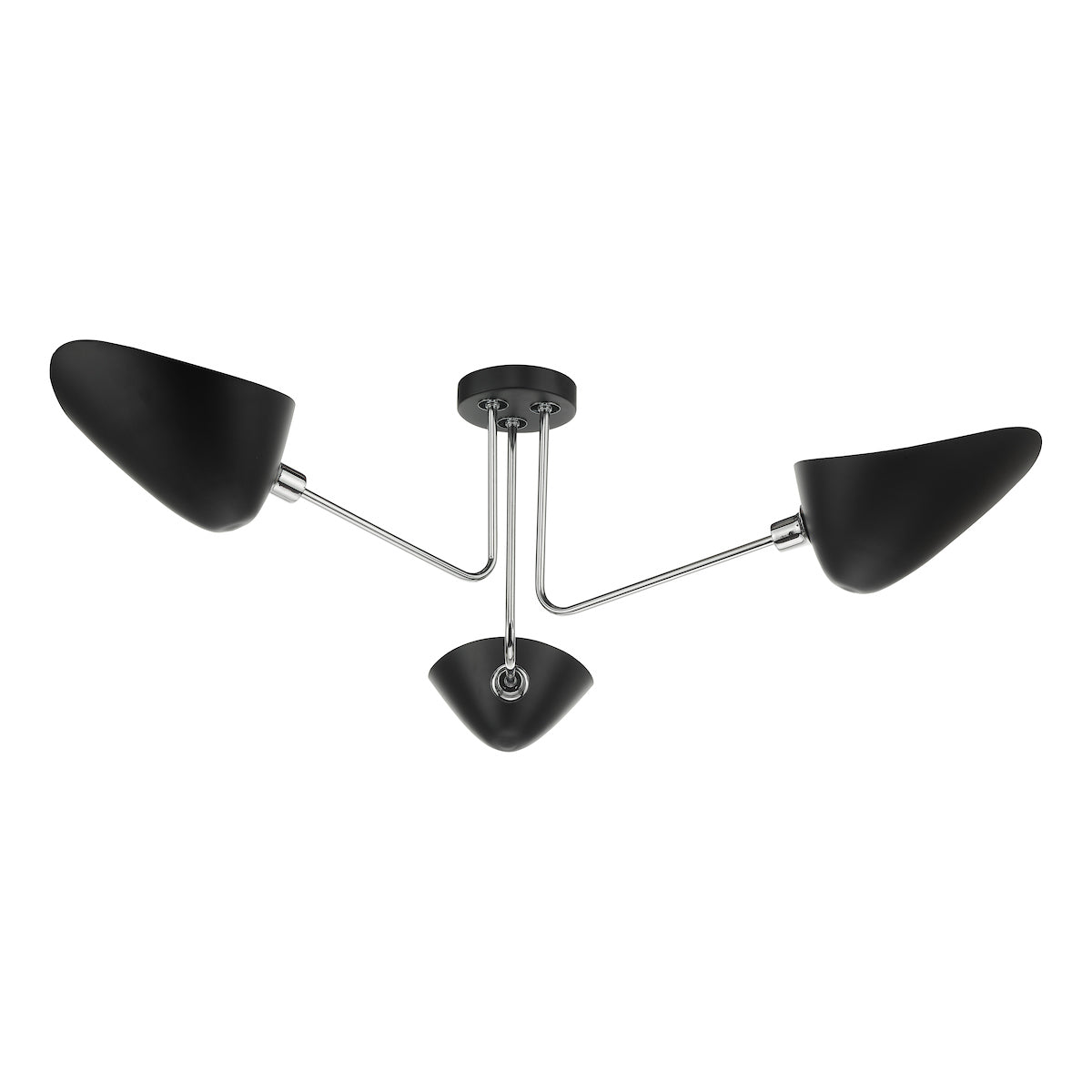 Sebastian 3 Light Semi Flush Matt Black Polished Chrome<br>Matt Black
