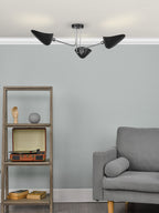 Sebastian 3 Light Semi Flush Matt Black Polished Chrome<br>Matt Black