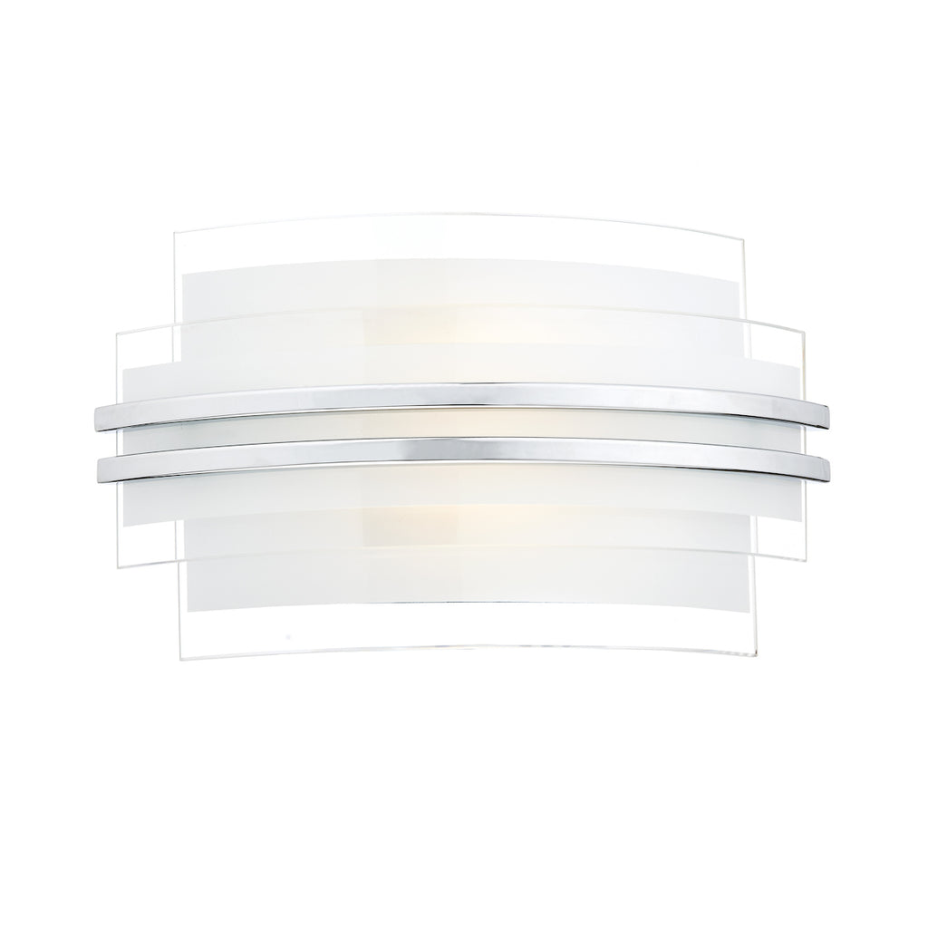 Sector Small Wall Light Frosted Glass Polished Chrome LED<br>White Frosted Glass