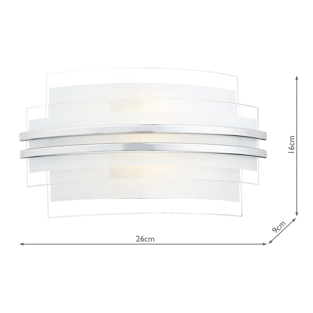 Sector Small Wall Light Frosted Glass Polished Chrome LED<br>White Frosted Glass