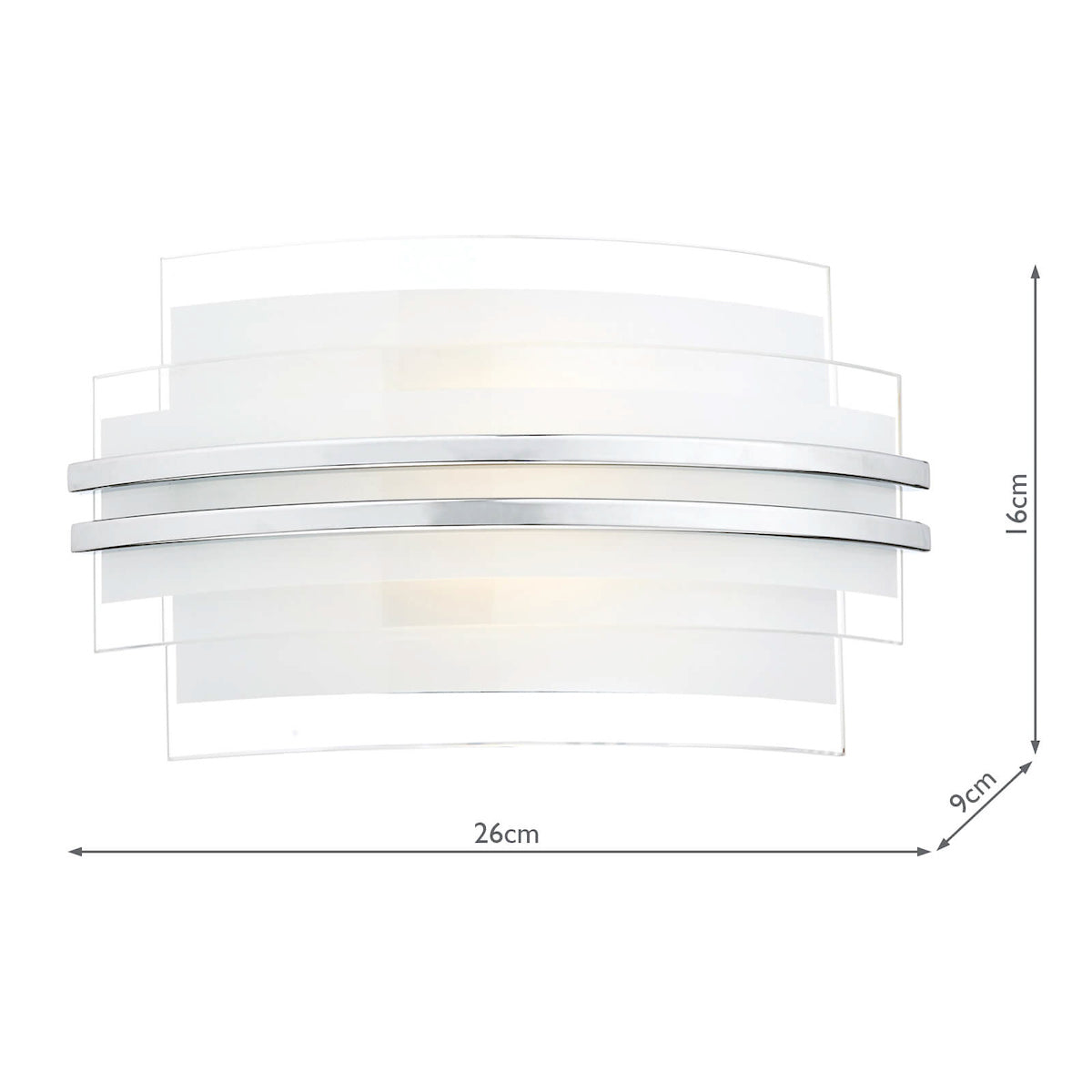 Sector Small Wall Light Frosted Glass Polished Chrome LED<br>White Frosted Glass
