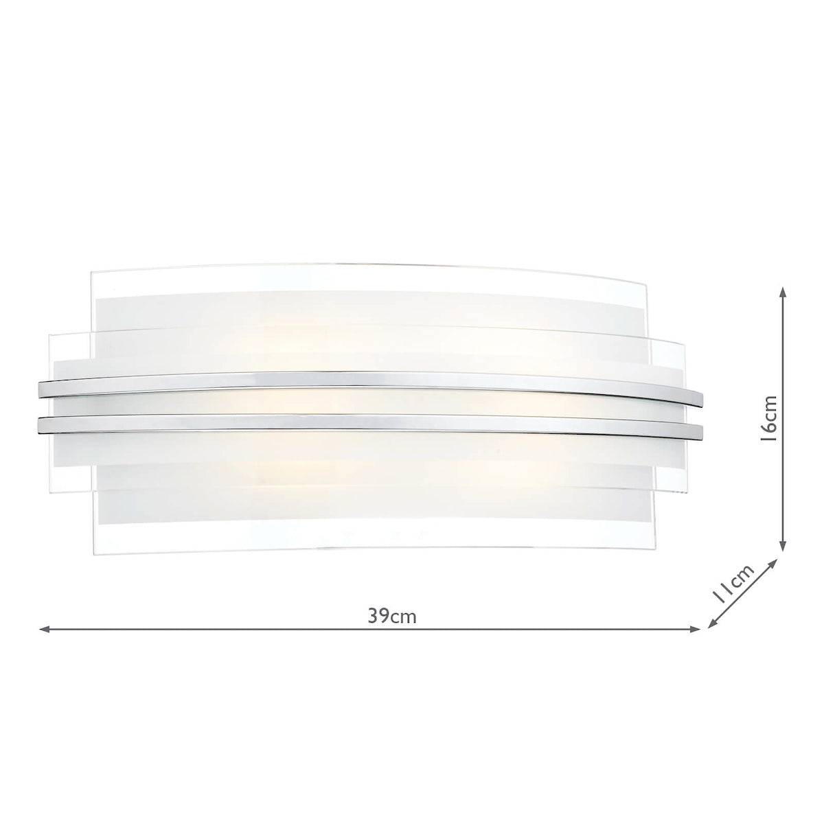 Sector Large Wall Light Frosted Glass Polished Chrome LED<br>White Frosted Glass