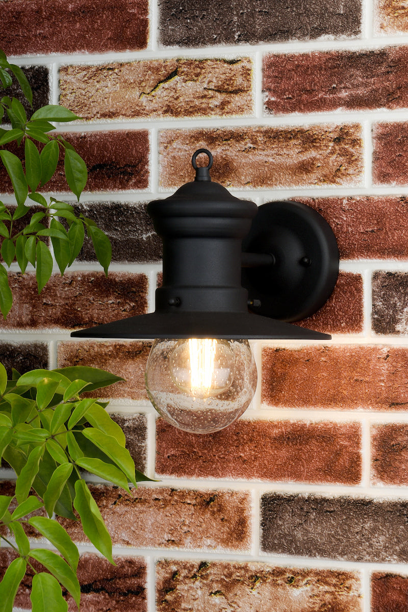 Sedgewick Outdoor Wall Light Black Glass IP44<br>Matt Black