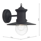 Sedgewick Outdoor Wall Light Black Glass IP44<br>Matt Black