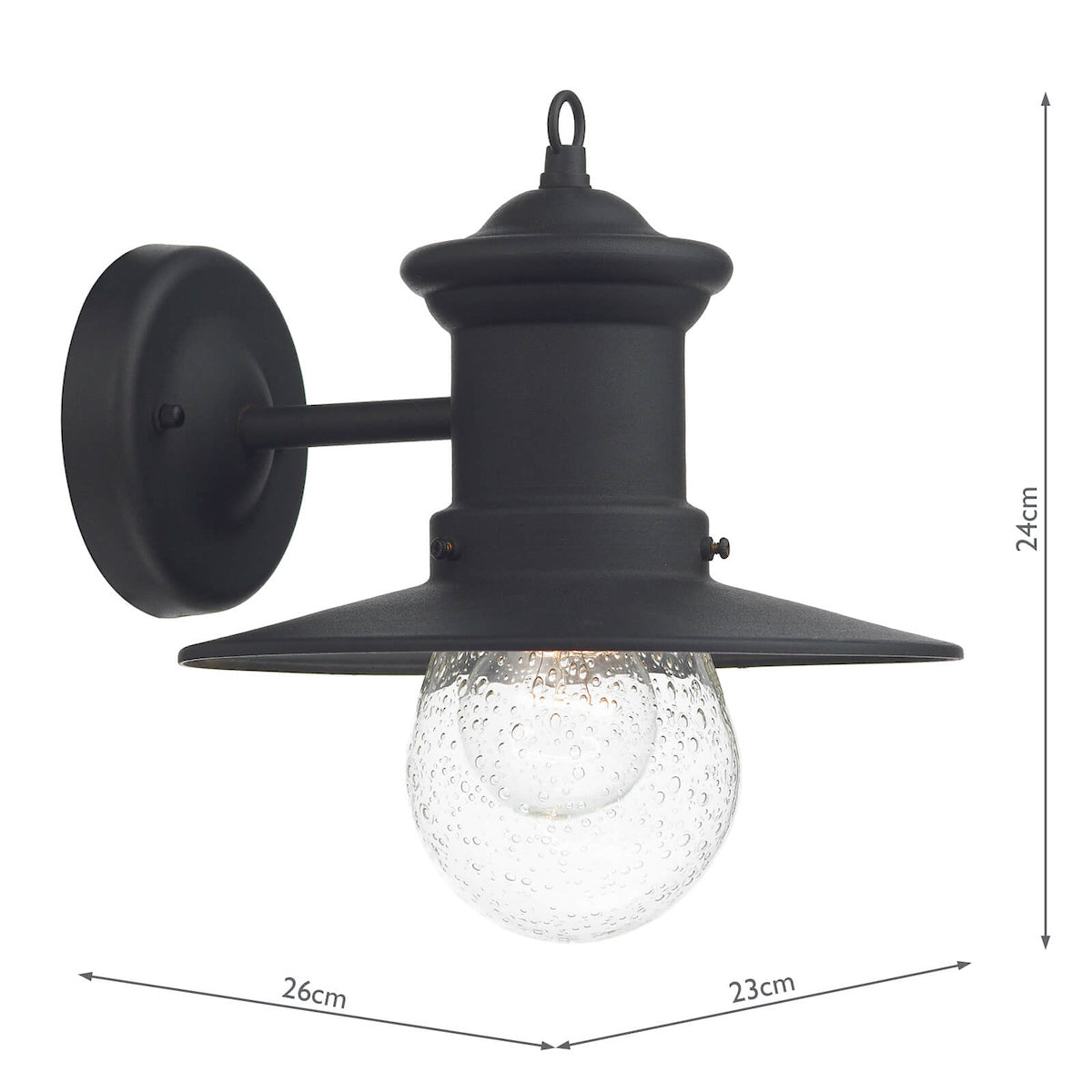 Sedgewick Outdoor Wall Light Black Glass IP44<br>Matt Black
