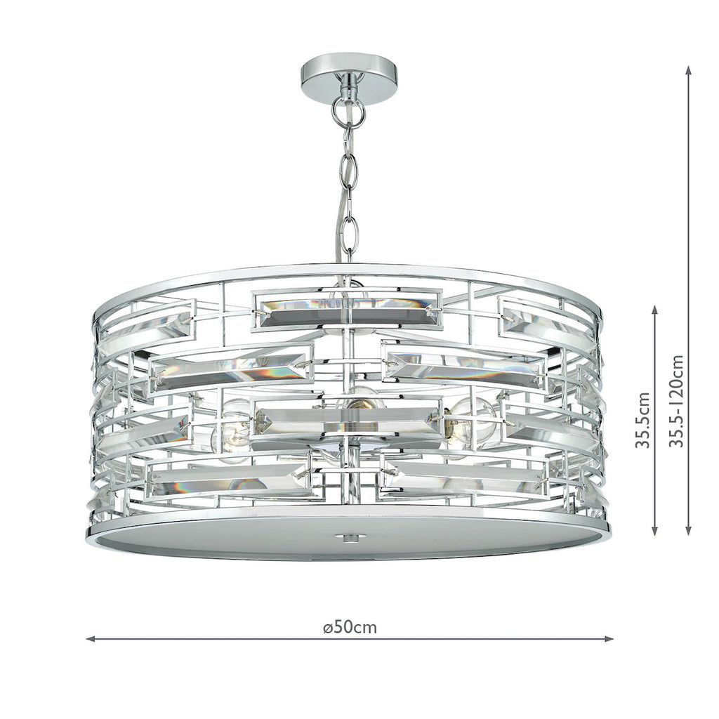 Seville 6 Light Pendant K9 Crystal Polished Chrome<br>Polished Chrome