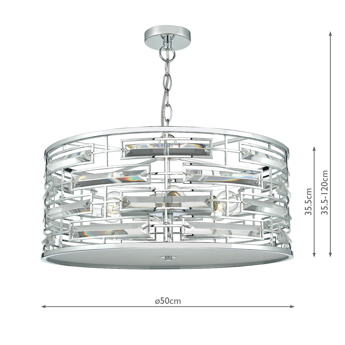 Seville 6 Light Pendant K9 Crystal Polished Chrome<br>Polished Chrome