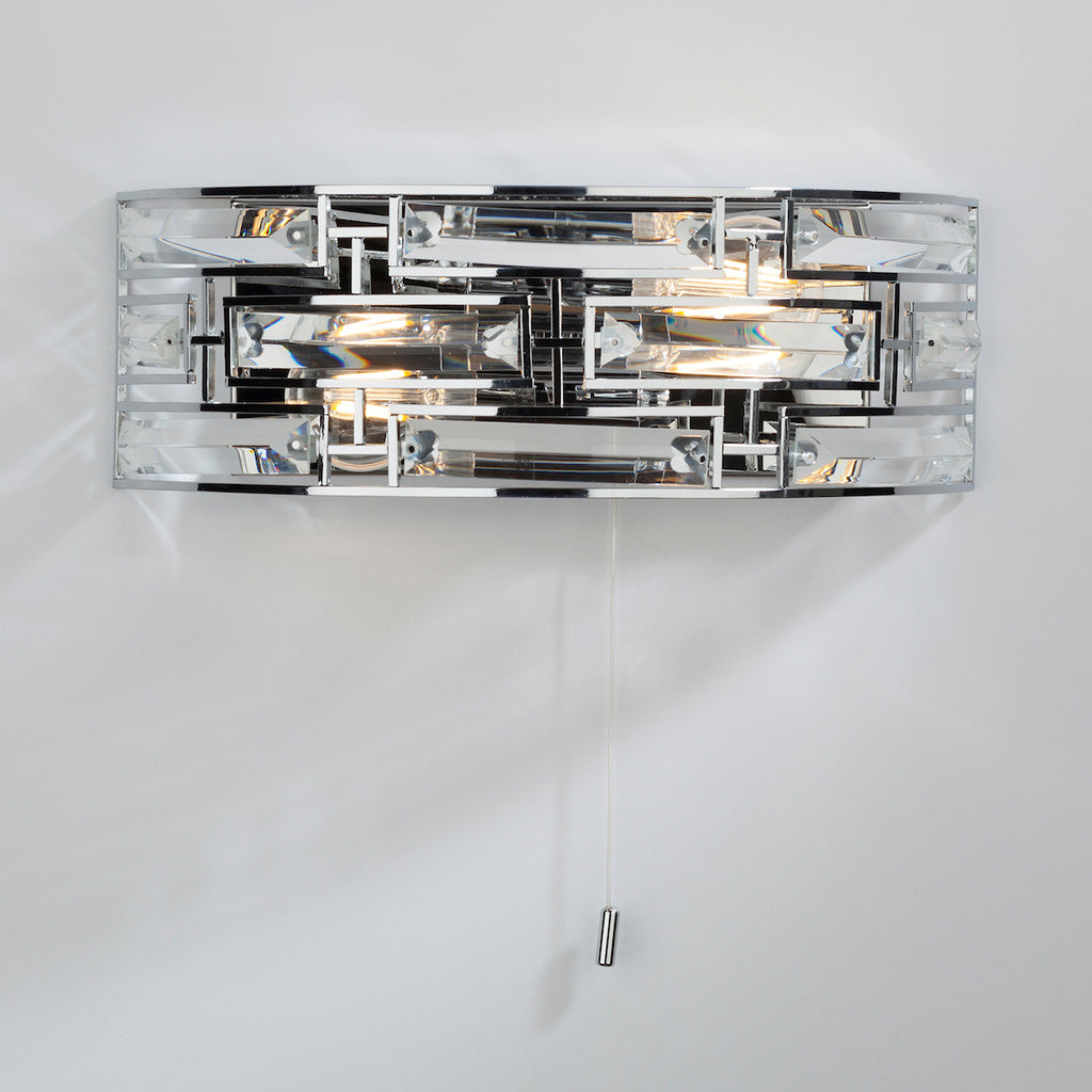 Seville 2 Light Wall Light Crystal Polished Chrome<br>Polished Chrome